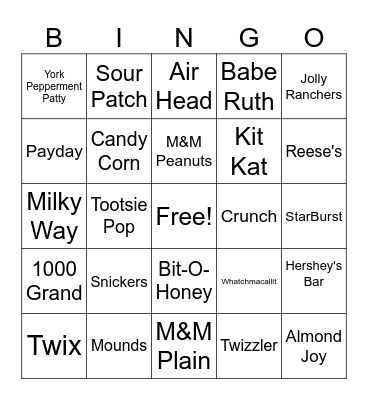 Candy Bingo Card