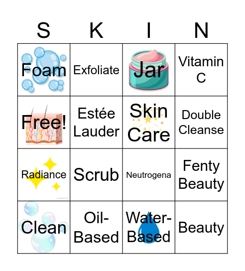 Skin Care Bingo Card