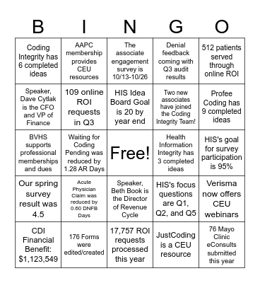 HIS BINGO! Bingo Card