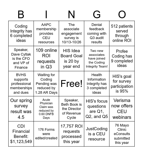 HIS BINGO! Bingo Card