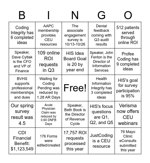 HIS BINGO! Bingo Card