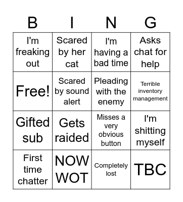 Scaredychlo Bingo Card