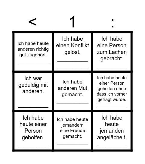 Freundlichkeits-Bingo Card