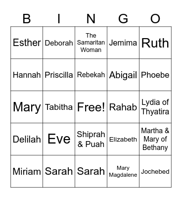 Bible Bingo Card