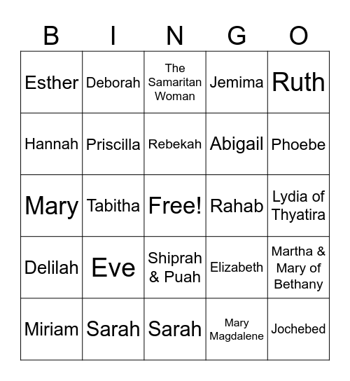Bible Bingo Card