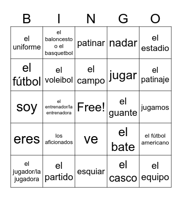 Los Deportes Bingo Card