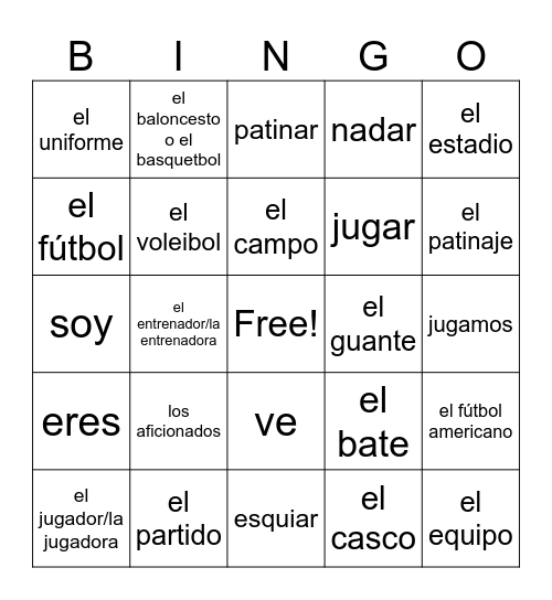 Los Deportes Bingo Card