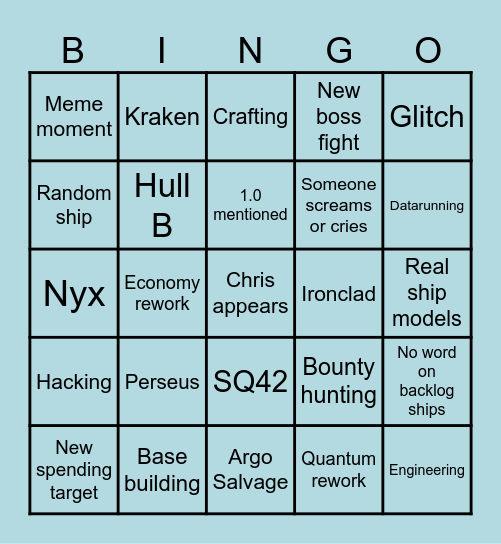 CitizenCon 2955 Bingo Card