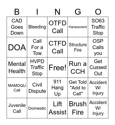 FIRE Bingo Card