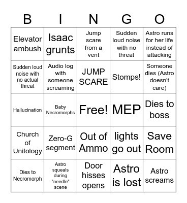 DEAD SPACE 2 BINGO Card