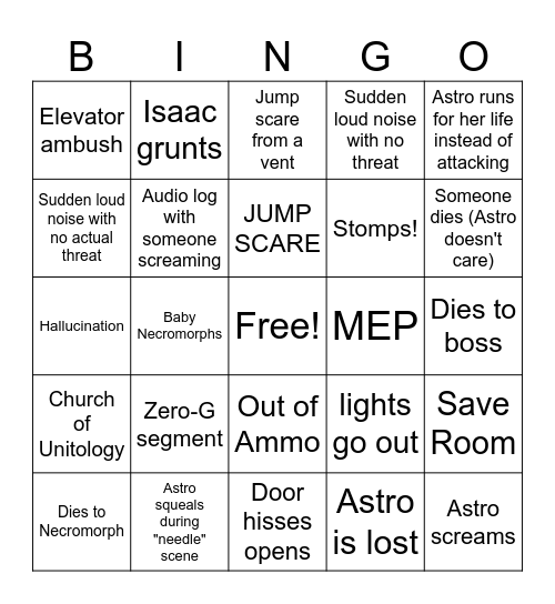 DEAD SPACE 2 BINGO Card