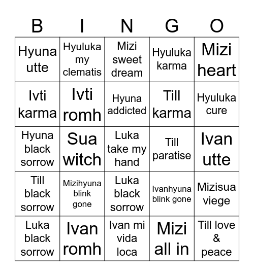 3rd anniversary bingo Card