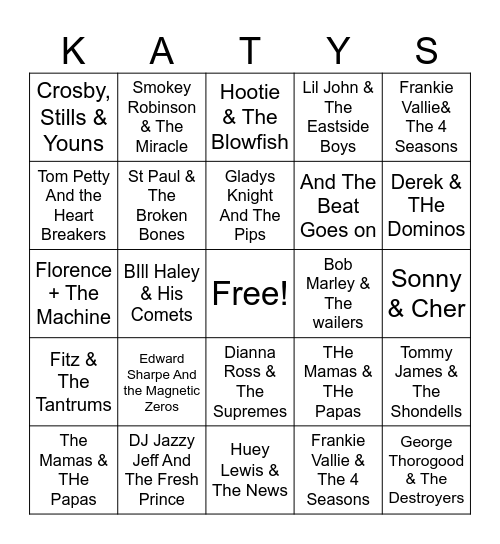 ___ AND THE ____ Bingo Card