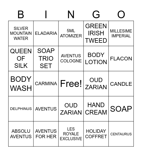 House of Creed Bingo Card