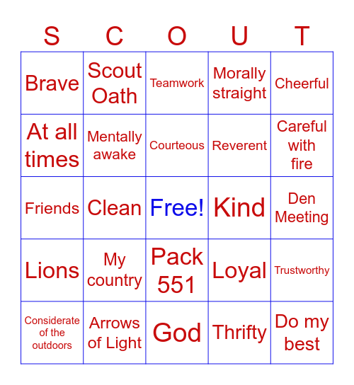 Cub Scout Bingo! Bingo Card