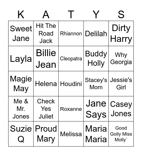 Name That Name (2) Bingo Card