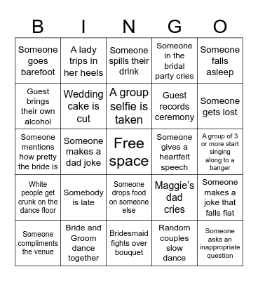 WEDDING BINGO Card