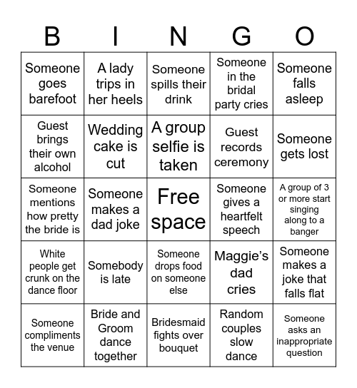 WEDDING BINGO Card