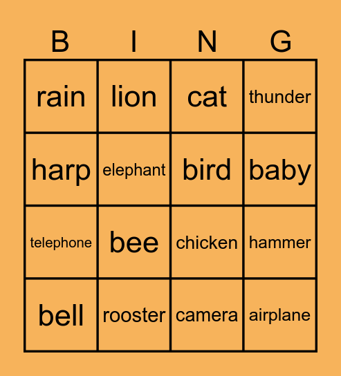 Sound BINGO Card