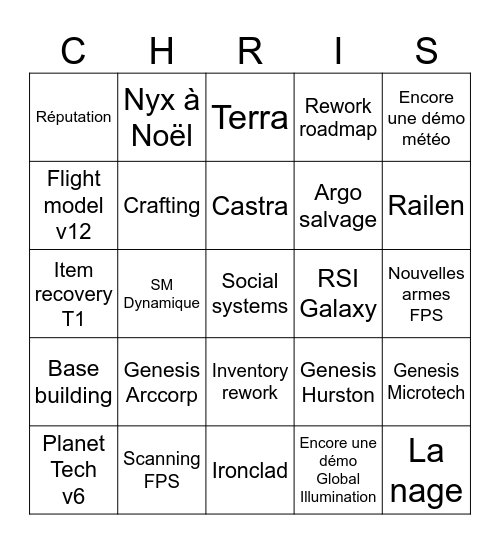 CitizenCon 2955 Bingo Card