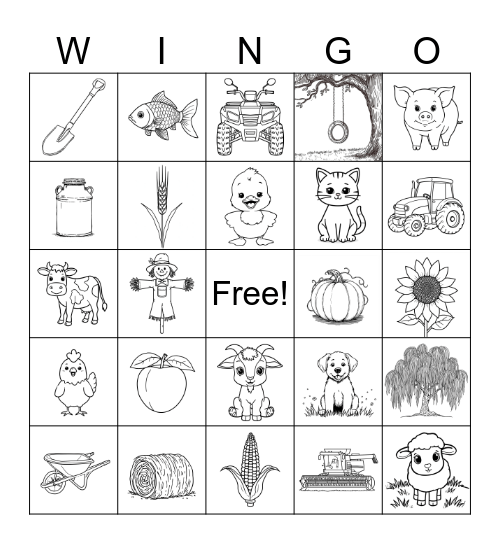 Farmer's Bingo Wingo Bingo Card