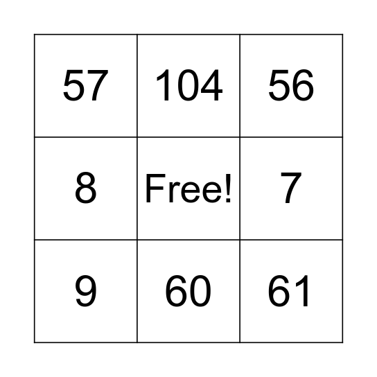 Bingo! OA1/2/3/6/7 Bingo Card