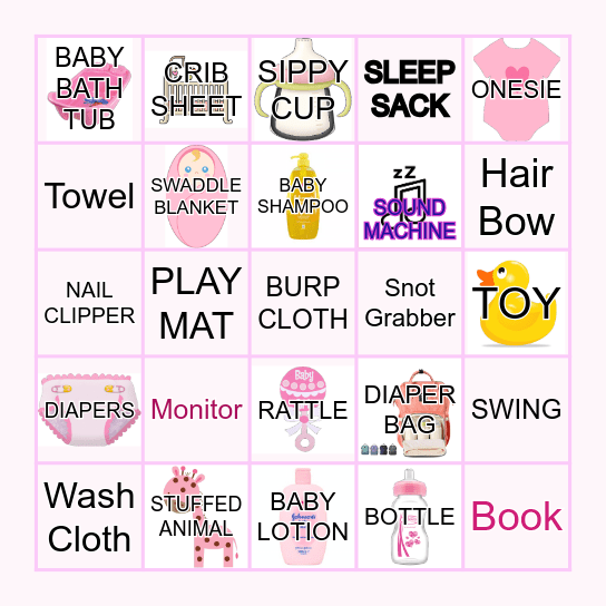 GIRL SHOWER Bingo Card