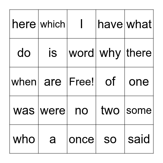 SW BINGO Unit 1 Bingo Card