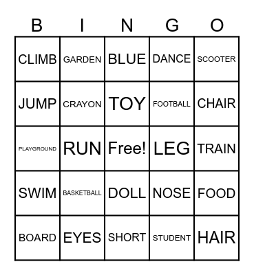 1ST GRADE BINGO Card