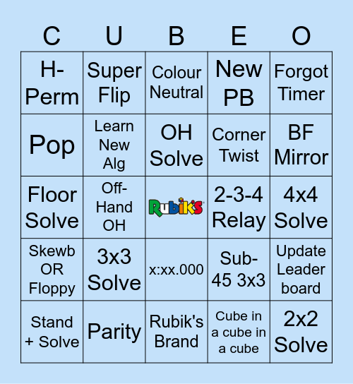 Cube-O Bingo Card
