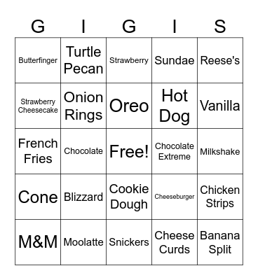 DQ Bingo Card