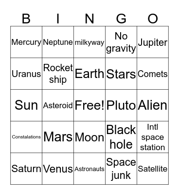 Space Bingo Card