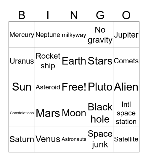 Space Bingo Card