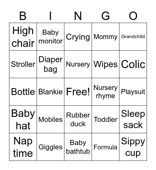 Andrei's Baby Sprinkle Bingo Card
