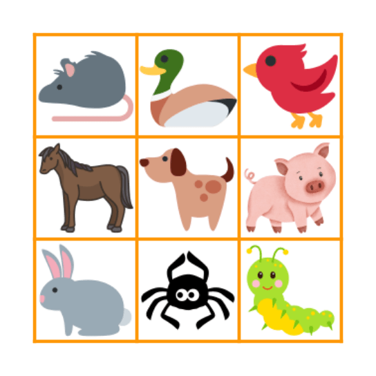 Animal Bingo Card