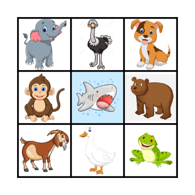 Animal Bingo Card