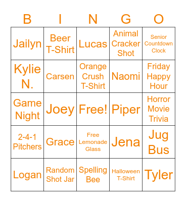 Halloween Bingo Card