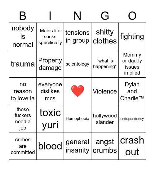 I ❤️ LA Bingo Board Bingo Card