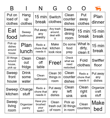 Clean up! 🧹 Bingo Card