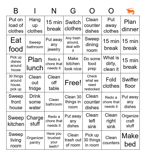 Clean up! 🧹 Bingo Card