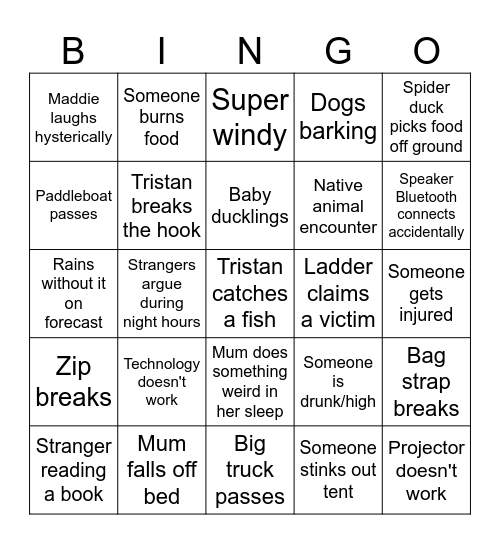 Camp Bingo Card