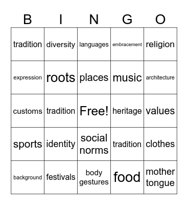 10.3 Culture Bingo Card
