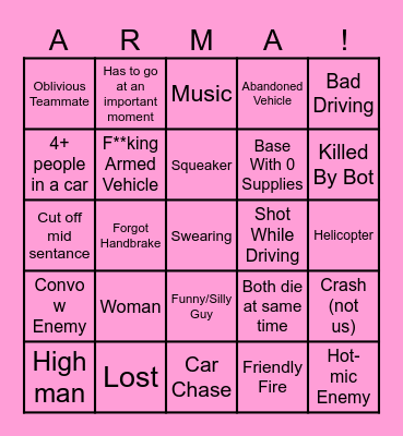 Arma Reforger  Bingo Card