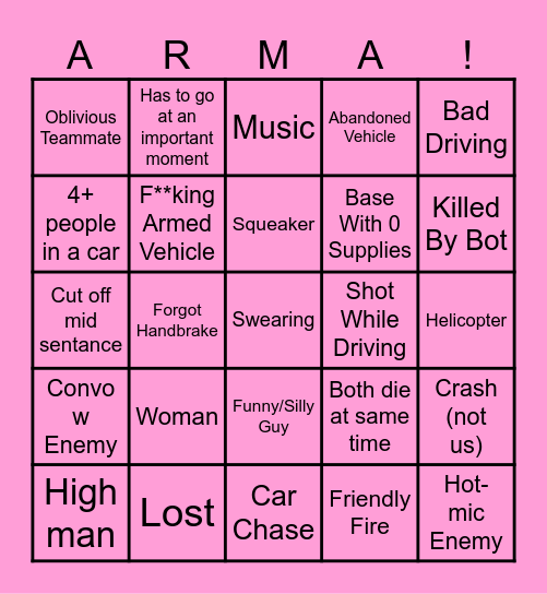 Arma Reforger  Bingo Card