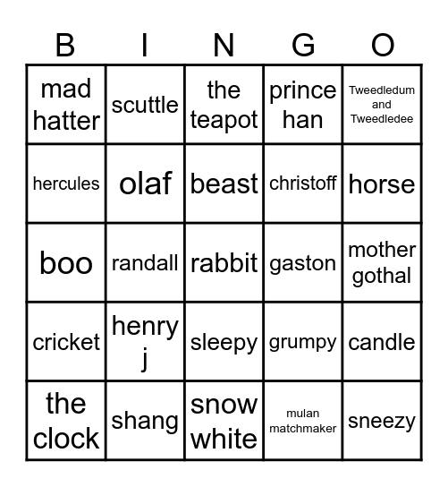 DISNEY Bingo Card