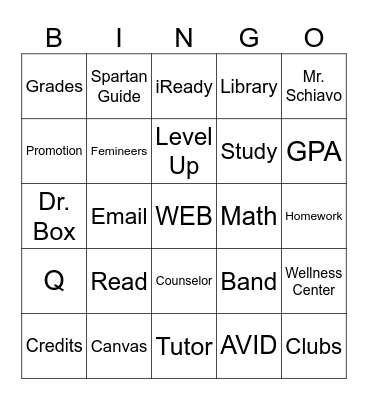 All Things Stauffer Bingo Card