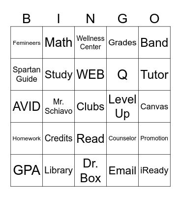 All Things Stauffer Bingo Card