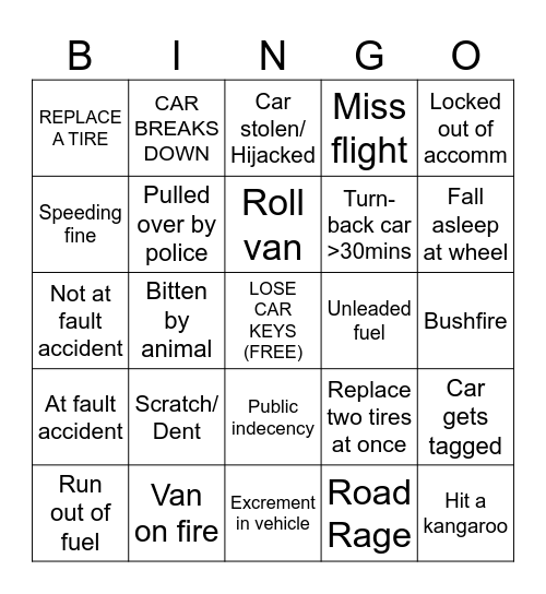 Van BinGogh Bingo Card