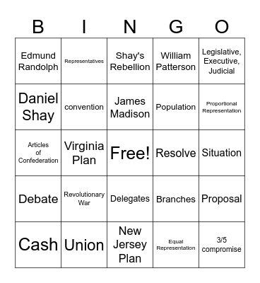Who Wrote the US Constitution? Bingo Card