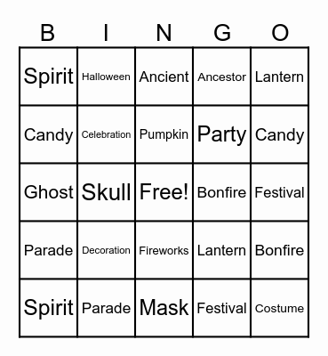 Halloween Bingo Card